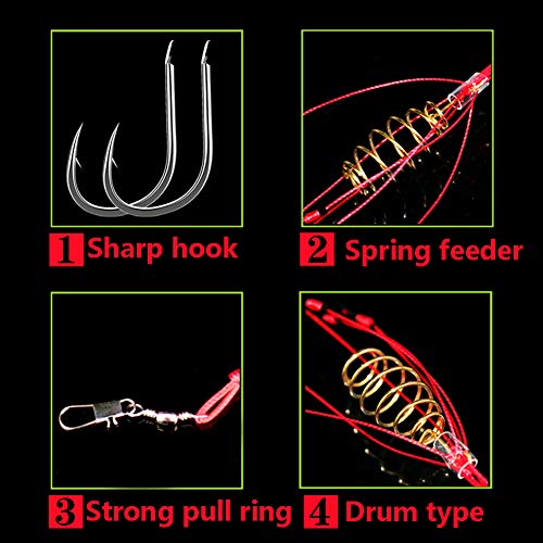Dyxssm Fishing Feeder Carp Fishing Hooks with Fishing Spring Carp Feeder (Pack of 4) (Red, 8#) - Image 4