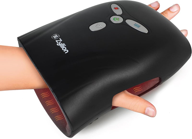 Zyllion Rechargeable Hand Massager with Heat Cordless Electric Compression Massage with Vibration for Arthritis Carpal Tunnel Syndrome Muscle Pain Relief Black ZMA29 - Image 1