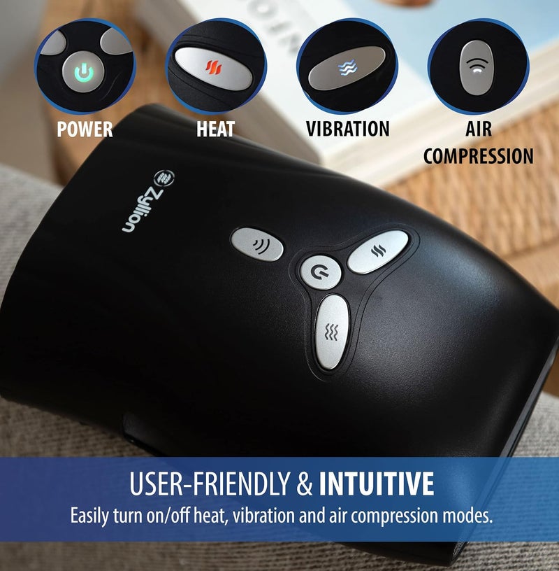 Zyllion Rechargeable Hand Massager with Heat Cordless Electric Compression Massage with Vibration for Arthritis Carpal Tunnel Syndrome Muscle Pain Relief Black ZMA29 - Image 4