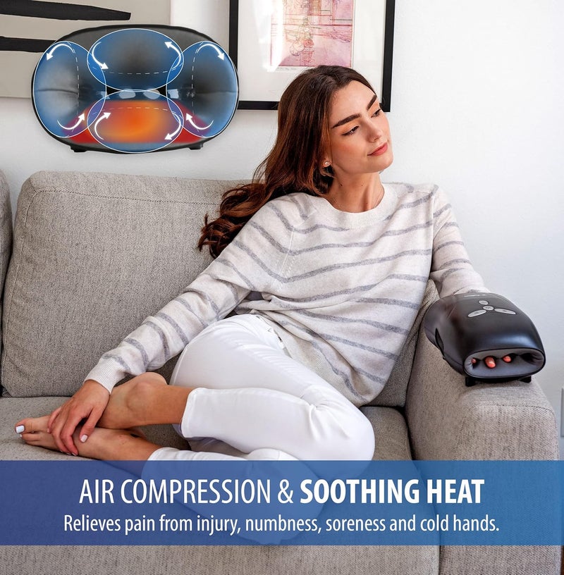 Zyllion Rechargeable Hand Massager with Heat Cordless Electric Compression Massage with Vibration for Arthritis Carpal Tunnel Syndrome Muscle Pain Relief Black ZMA29 - Image 3