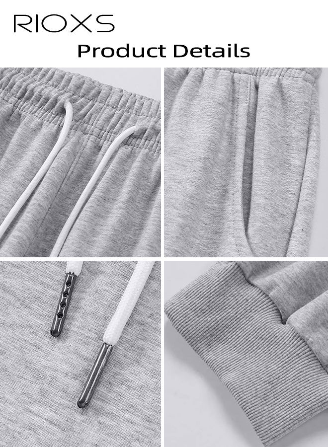 ريوكس 2 قطعة من بنطلونات الجري الرجالية كبيرة الحجم، بنطلونات رياضية ضيقة الساقين للتمرين في صالة الألعاب الرياضية، بنطلونات رياضية مريحة وواسعة للخريف مع جيوب، بنطلونات استرخاء ضيقة قابلة للتهوية مع أربطة للصالة الرياضية والجري وركوب الدراجات والتسلق، أسود + رمادي - Image 3