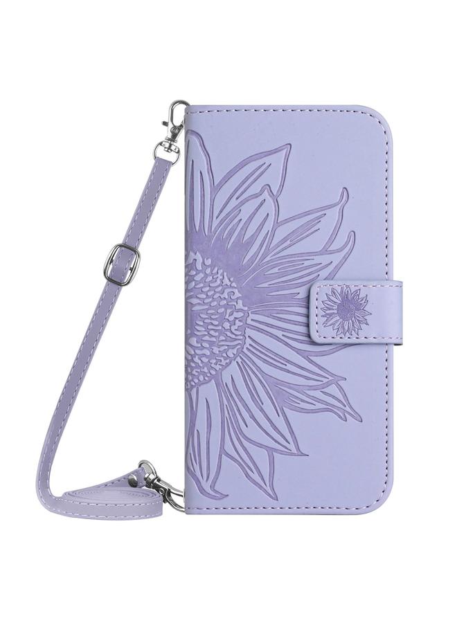 S-TOP Case For Redmi Note 14 4G 164.84mm EU Version Skin Feel Sun Flower Embossed Flip Leather Phone Case with Lanyard - Image 2