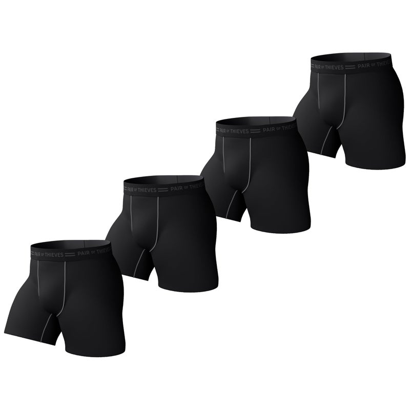 Pair of Thieves Soft Cotton Boxer Briefs for Men Pack (4 Pack) - Tagless Underwear for Men Pack Black - Image 1