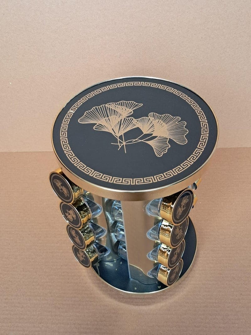 MUGATH Golden Countertop Rotating Spice Rack 16 EmptyJars Revolving Spice Rack Organiser 360 Free Standing Round Carousel Spice Rack TowerKitchen Countertop Spice Tower - Image 2