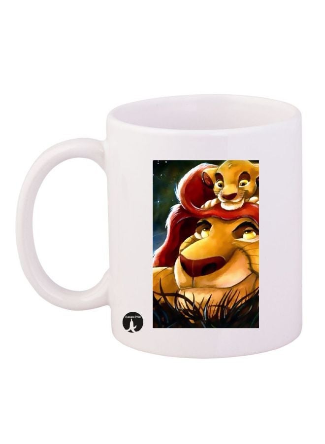 RYN The Lion King Printed Coffee Mug White/Beige/Red 11ounce