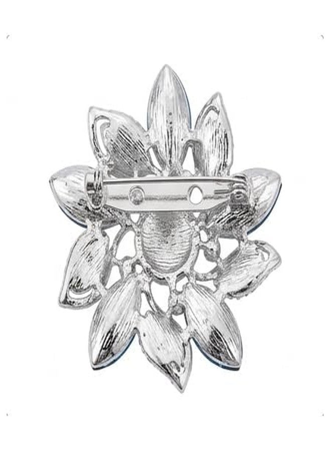 Eksha® Elegant Pearl & Crystal Flower Brooch Pin, Luxury Rhinestone Wedding Brooch for Saree, Dress, Shawl, Scarf, Party & Engagement Jewelry, Crystal Flower Pearl Brooch Fashion (H1 562) - Image 4