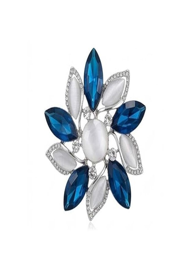 Eksha® Elegant Pearl & Crystal Flower Brooch Pin, Luxury Rhinestone Wedding Brooch for Saree, Dress, Shawl, Scarf, Party & Engagement Jewelry, Crystal Flower Pearl Brooch Fashion (H1 562) - Image 1
