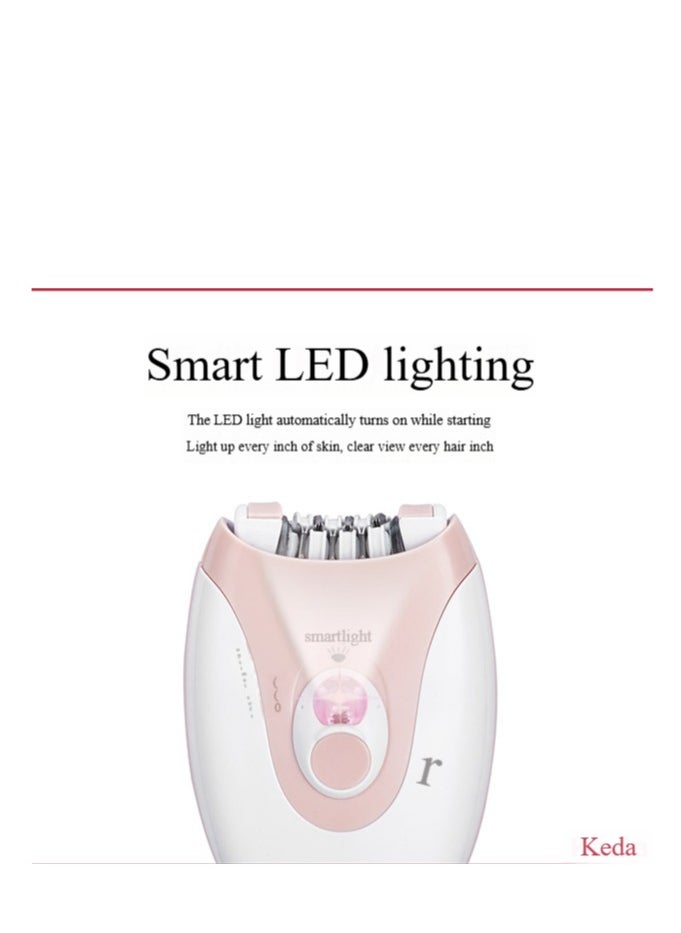 Keda USB Rechargeable Epilator Shaver Callus Remover Clipper KD-216 Pink/White - Image 4