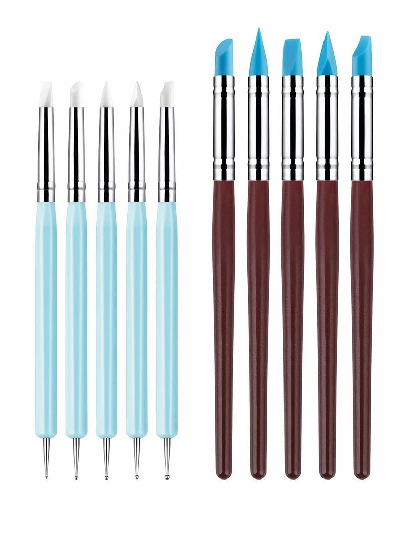 KASTWAVE 10Pcs Silicone Clay Sculpting Tool, Modeling Dotting Tool& Pottery Craft use for DIY Handicraft - Image 1