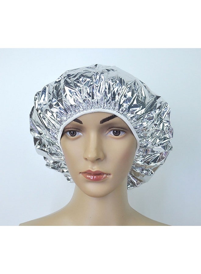 Fodattm 4Pcs Salon Aluminum Foil Baking Oil Hair Cap Portable Nourishing Dry Disposable Shower Cap Waterproof Ultrathin Bath Hat Hoods Bathroom Products (Silver) - Image 3