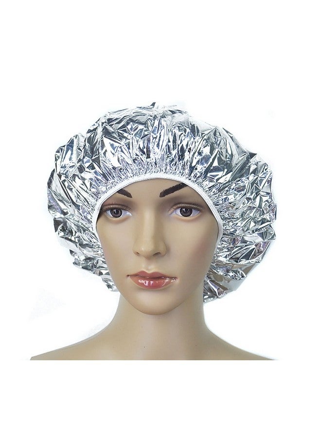 Fodattm 4Pcs Salon Aluminum Foil Baking Oil Hair Cap Portable Nourishing Dry Disposable Shower Cap Waterproof Ultrathin Bath Hat Hoods Bathroom Products (Silver) - Image 2