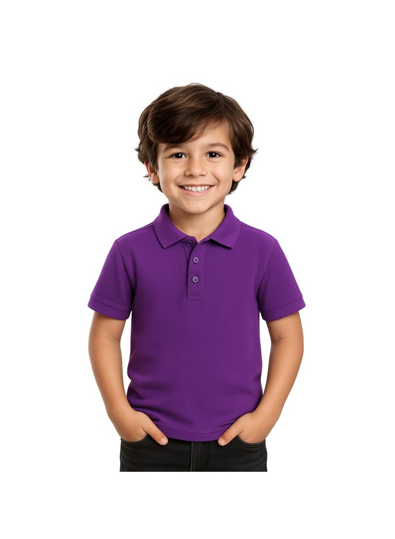 برينت شوب فور مي تيشيرت بولو للأطفال للأولاد 230 جرام في المتر المربع من القطن الخالص الألوان الأساسية - Image 1