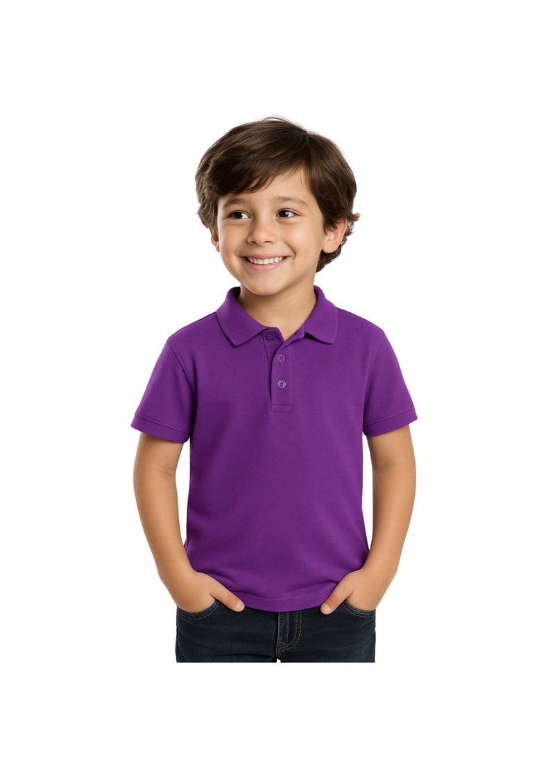 برينت شوب فور مي تيشيرت بولو للأطفال للأولاد 230 جرام في المتر المربع من القطن الخالص الألوان الأساسية - Image 2