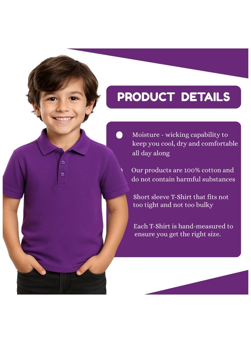 برينت شوب فور مي تيشيرت بولو للأطفال للأولاد 230 جرام في المتر المربع من القطن الخالص الألوان الأساسية - Image 3
