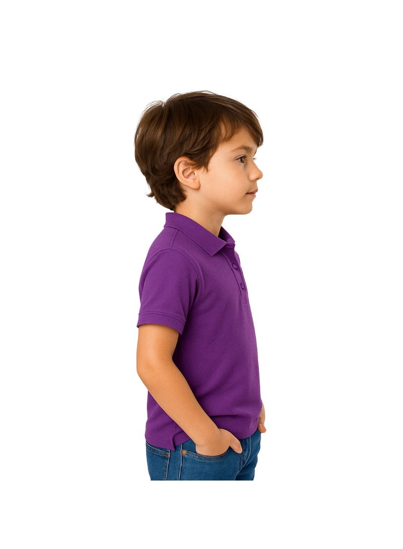 برينت شوب فور مي تيشيرت بولو للأطفال للأولاد 230 جرام في المتر المربع من القطن الخالص الألوان الأساسية - Image 4