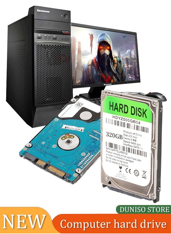 DUNISO Laptop hard drive, built in mechanical hard drive, suitable for laptops, car surveillance, game consoles, 8MB cache, 5400PRM, 2.5 inch (320GB)  - Image 1