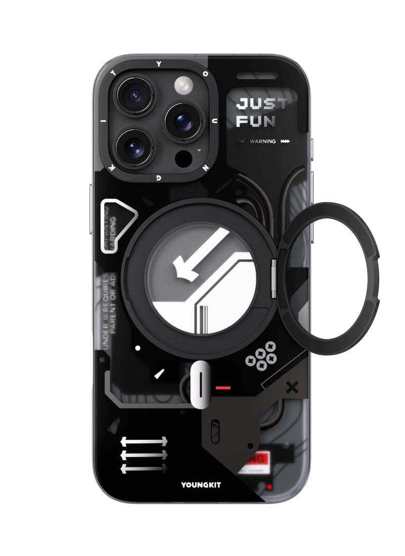 YOUNG KIT - Cyberpunk 360° Rotation Ring Stand Case For iPhone 16 Pro - Image 1