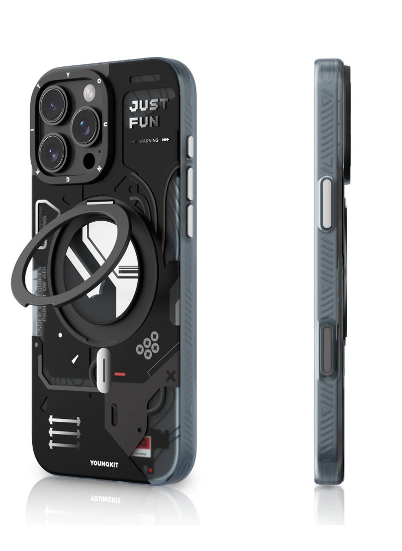 YOUNG KIT - Cyberpunk 360° Rotation Ring Stand Case For iPhone 16 Pro - Image 1
