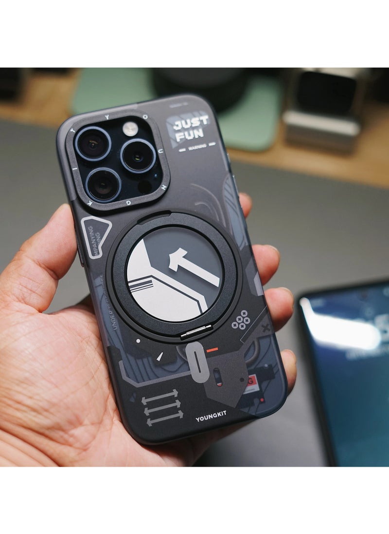 YOUNG KIT - Cyberpunk 360° Rotation Ring Stand Case For iPhone 16 Pro - Image 1