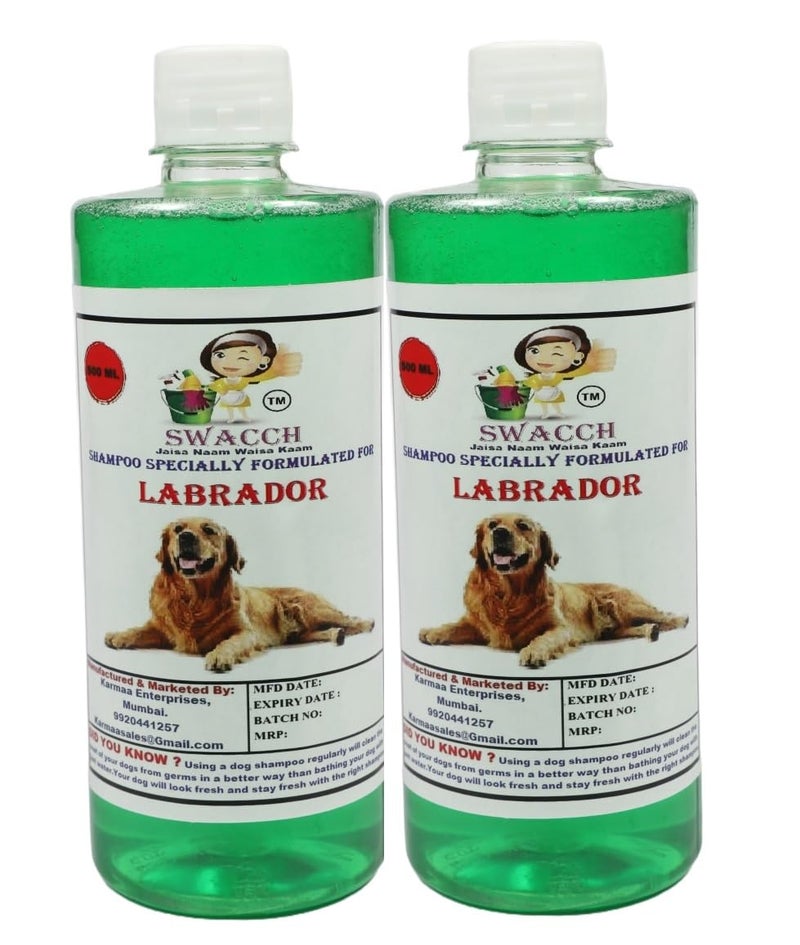 swacch Shampoo | Puppy Safe Shampoo | PH Balanced | Ditch to Itch for Labrador Dog Shampoo 500ml Pack of 2 (Neem Alovera) + Spike Ball Chew Toy Combo Pack - Image 2