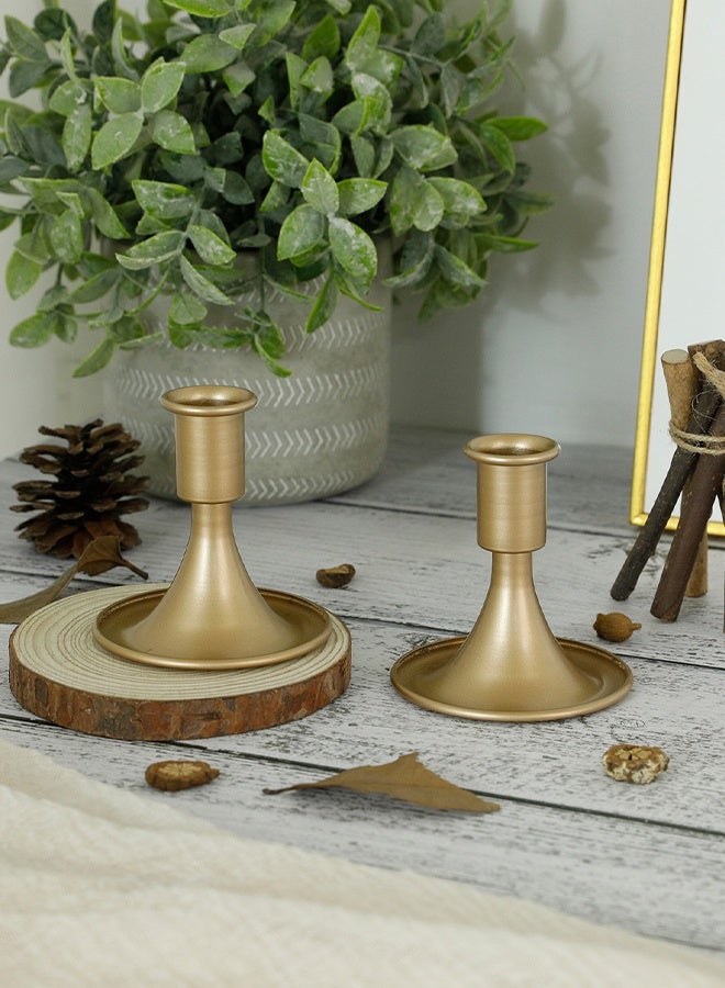 Vintage Candle Holders with Small Candles Candlelight Dinner Decorative Set of 2 - Image 5