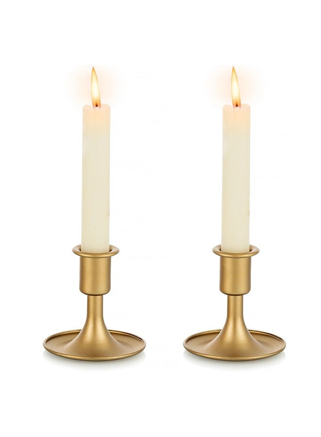 Vintage Candle Holders with Small Candles Candlelight Dinner Decorative Set of 2 - Image 4