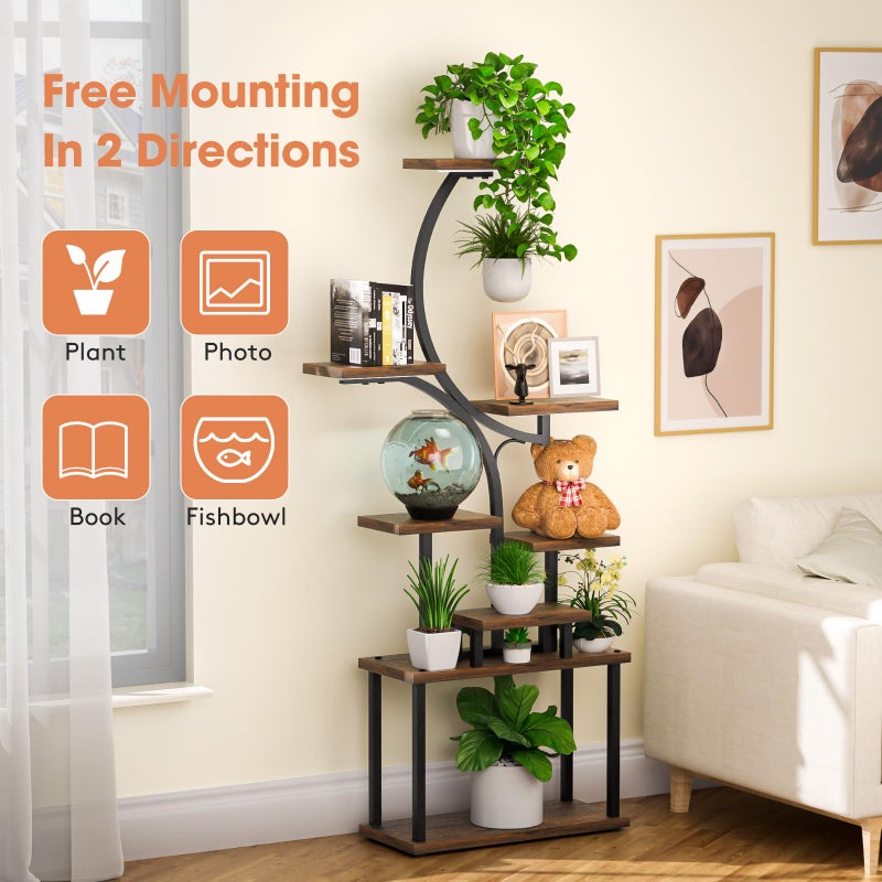 Tovve Plant Stand Indoor with Grow Light, 8 Tiered 66" Tall Plant Shelf, Corner Large Plant Stand for Indoor Plants Multiple, Metal S-Shaped Plant Flower Holder, for Living Room, Patio, Balcony - Image 4