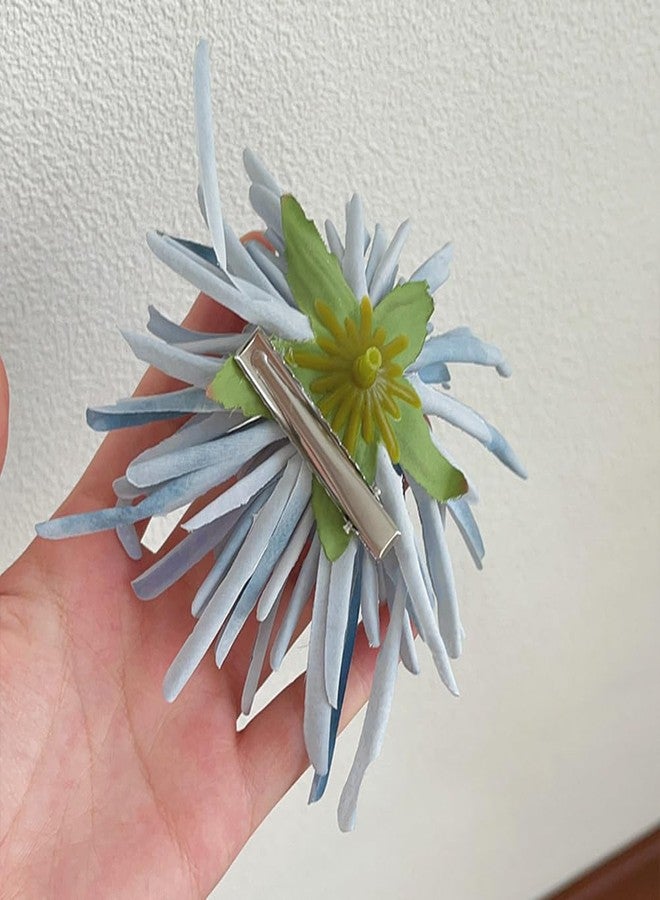 Elandy 2PCS Artificial Daisy Flower Hair Clips Hawaiian Boho Slide Hair Barrettes Alligator Claw Clip Hairpins Hair Styling Headpieces Floral Hair Accessories for Vacation Beach Party (Pink+Blue) - Image 5