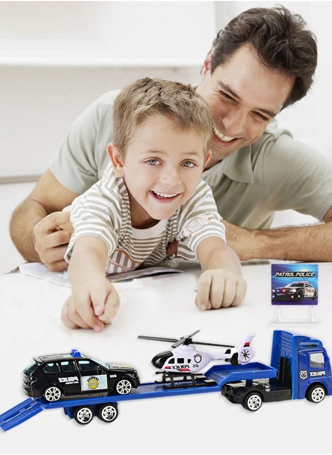 Emergency Vehicle Toy Playsets with Police Car and Rescue Helicopter Friction Powered Rescue Vehicle Set Best Toddler Kids Boys Birthday Party Gifts  - Image 2