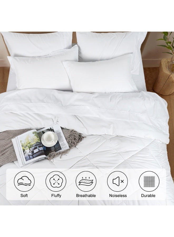 PHF 3 Piece King Cotton Muslin Comforter Set, Ultra Soft Breathable Lightweight All-Season Bedding, Set includes Comforter ( 265 cm x 230 cm) + 2 Pillowcases (50 cm x 90 cm) Pillow Shams, White - Image 5