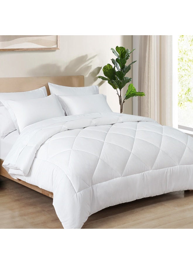 PHF 3 Piece King Cotton Muslin Comforter Set, Ultra Soft Breathable Lightweight All-Season Bedding, Set includes Comforter ( 265 cm x 230 cm) + 2 Pillowcases (50 cm x 90 cm) Pillow Shams, White - Image 1