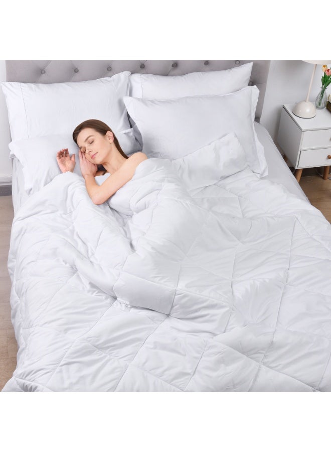 PHF 3 Piece King Cotton Muslin Comforter Set, Ultra Soft Breathable Lightweight All-Season Bedding, Set includes Comforter ( 265 cm x 230 cm) + 2 Pillowcases (50 cm x 90 cm) Pillow Shams, White - Image 3