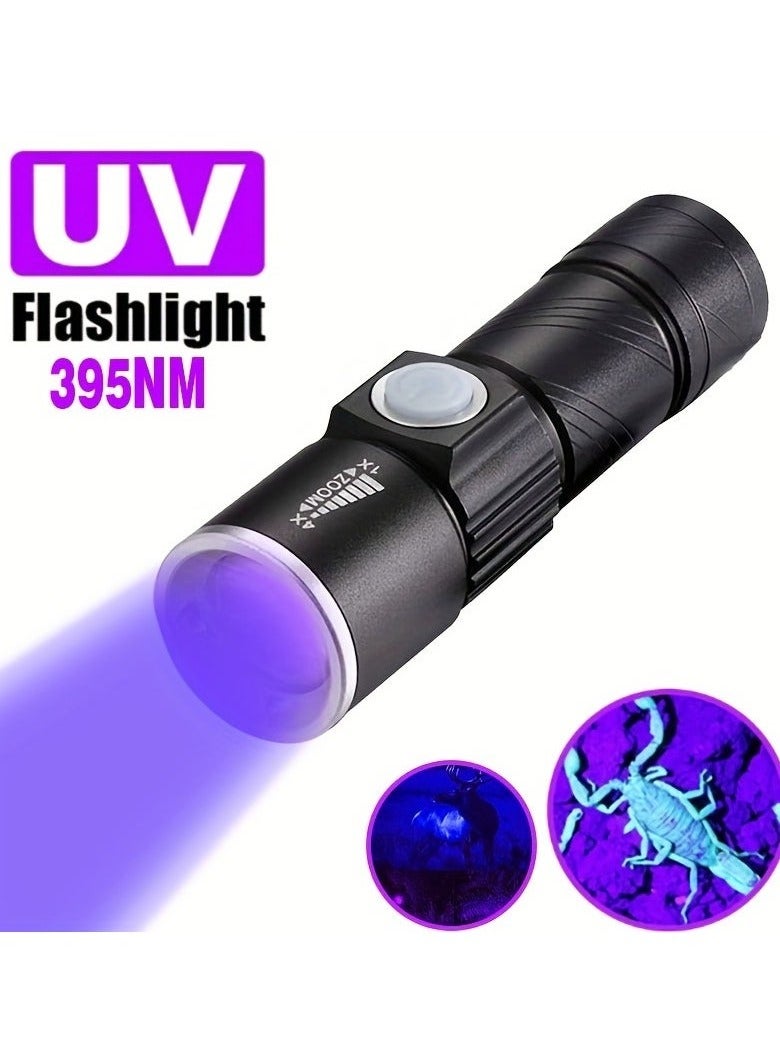 KENSHUO Rechargeable Zoomable UV Flashlight Black Light 395nm,Ultraviolet Flashlight Detector For Pet Urine Stain,Resin Curing,Scorpion Hunting - Image 1