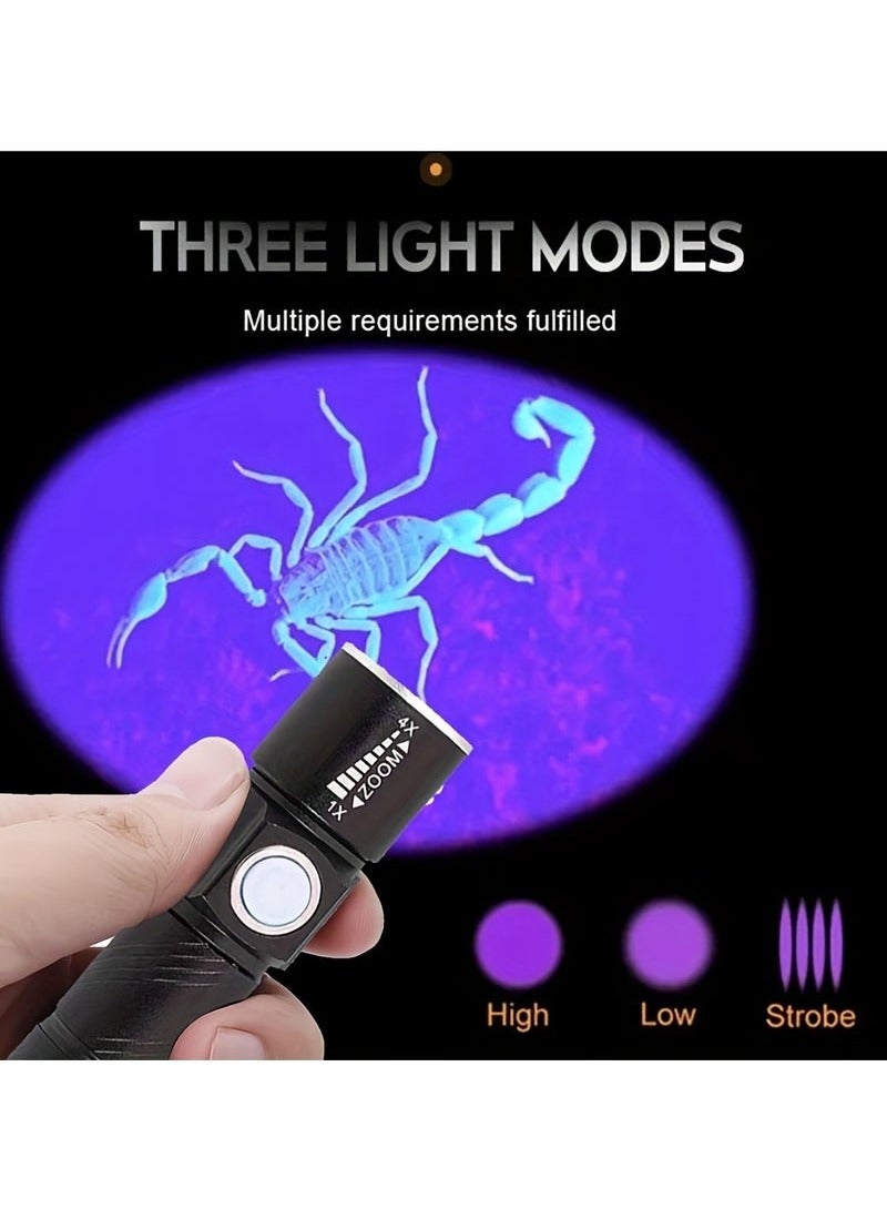 KENSHUO Rechargeable Zoomable UV Flashlight Black Light 395nm,Ultraviolet Flashlight Detector For Pet Urine Stain,Resin Curing,Scorpion Hunting - Image 3