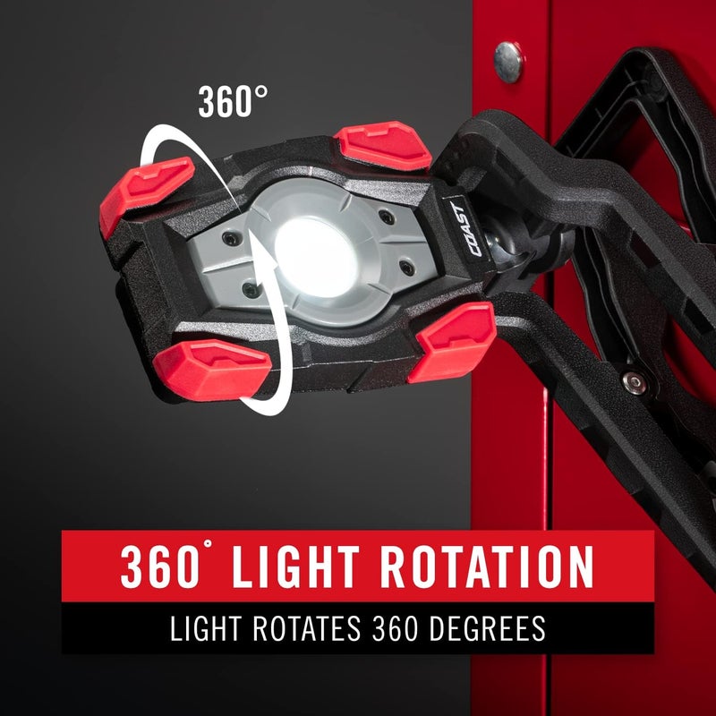 Coast Coast CL20R 1750 Lumen Rechargeable Dual Power Rotating LED Magnetic Clamp Light with Wide Angle Flood Beam BlackRed  - Image 5