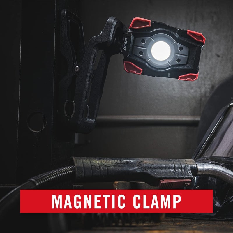 Coast Coast CL20R 1750 Lumen Rechargeable Dual Power Rotating LED Magnetic Clamp Light with Wide Angle Flood Beam BlackRed  - Image 4