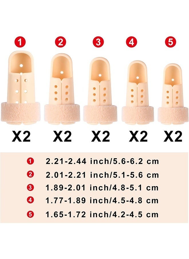10 Pcs Mallet Finger Splint Set  5 Sizes Finger Support Brace Stabilizer Straightener Plastic Fingertip Protectors  for Adjustable Finger Immobilizer for Basketball Finger Joint Protection,Beige - Image 5