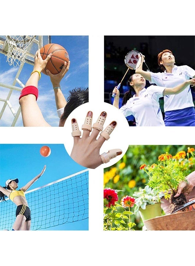 10 Pcs Mallet Finger Splint Set  5 Sizes Finger Support Brace Stabilizer Straightener Plastic Fingertip Protectors  for Adjustable Finger Immobilizer for Basketball Finger Joint Protection,Beige - Image 4