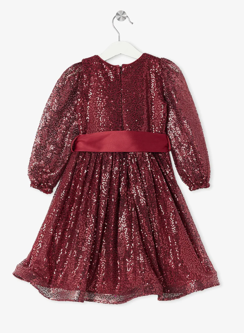 ليتل جولدن ابل فستان بحزام مزين بالترتر