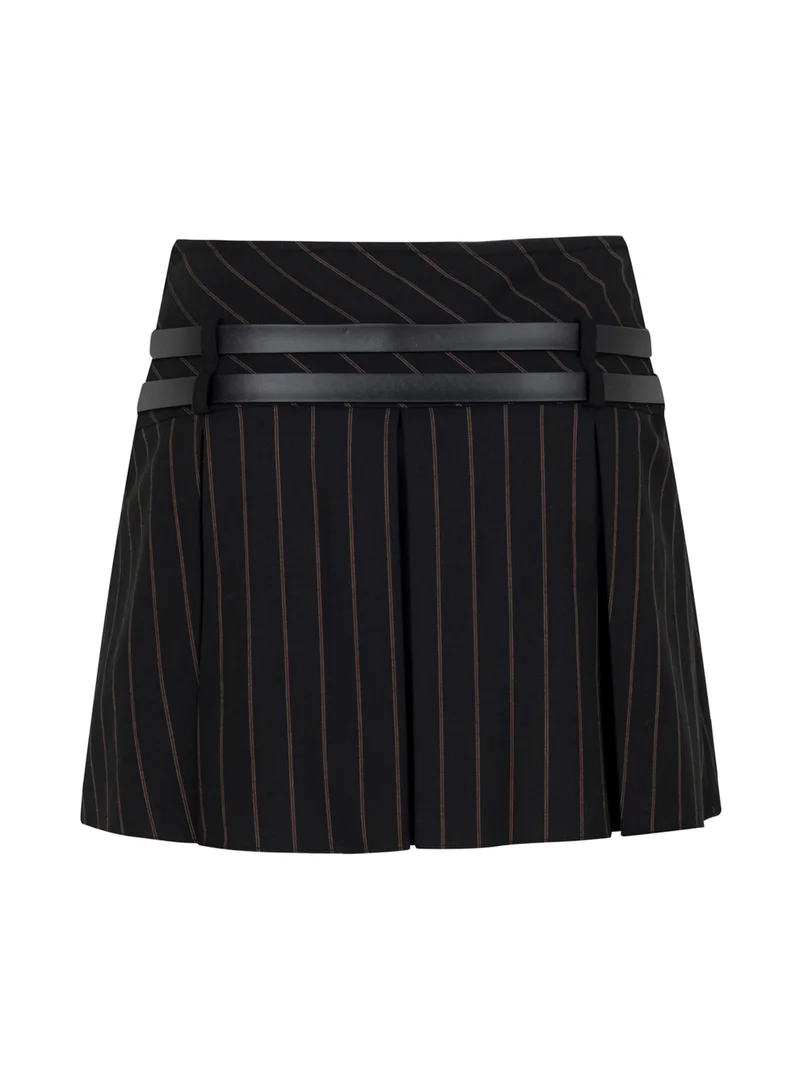 Nocturne Double Belt Pleated Mini Skirt