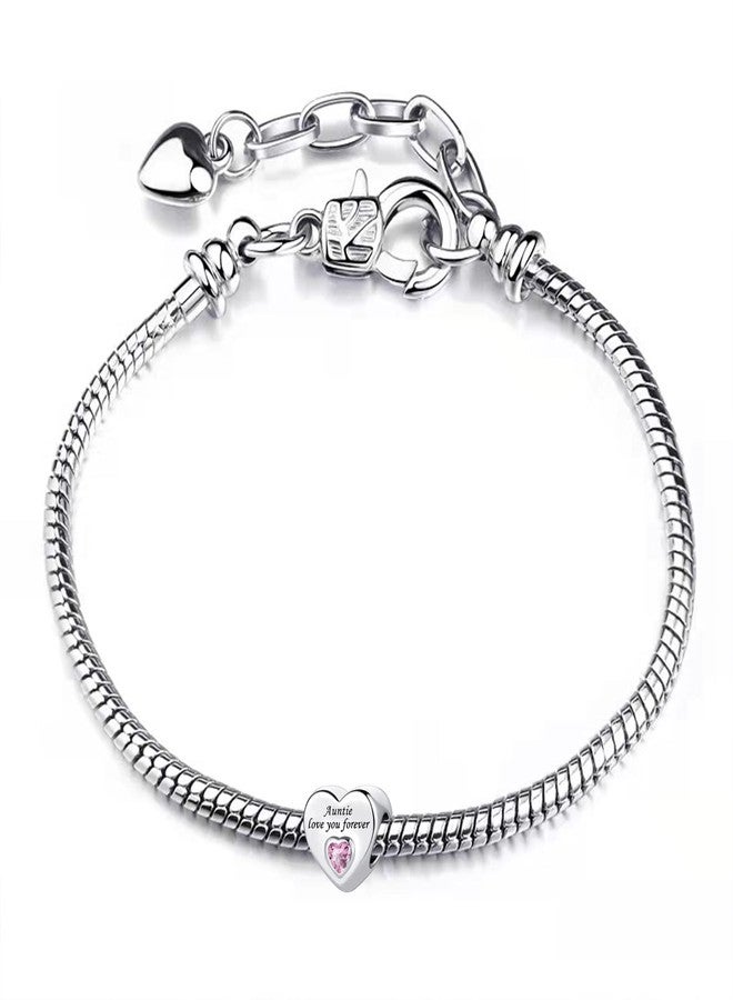 TGLS Heart Love Daughter Charm with Pink Crystal Beads Compatible With Pandora Charms Bracelets - Image 3