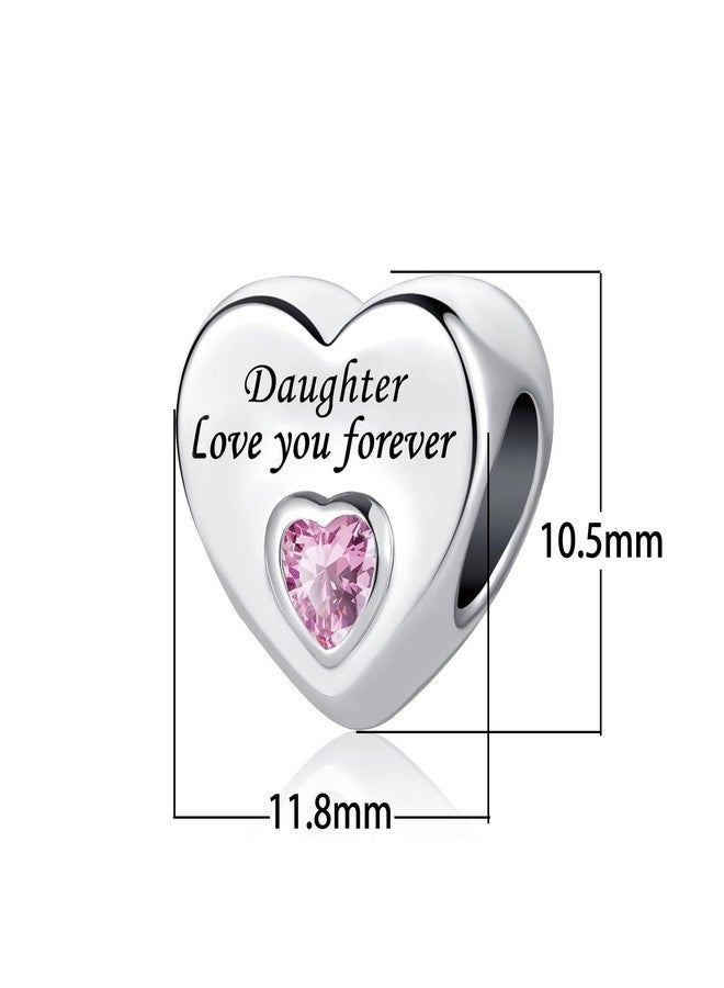 TGLS Heart Love Daughter Charm with Pink Crystal Beads Compatible With Pandora Charms Bracelets - Image 2