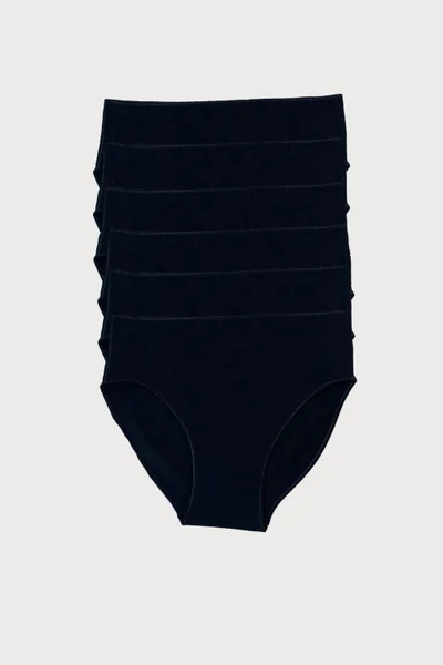 Malabadi Women Black 6 Pack Modal Narrow Pattern Mid Waist Slip Panties 187