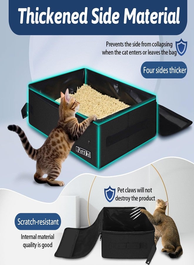 Petskd Portable Cat Travel Litter Box with Lid and 10 pcs Disposable Liner Bags, Leak-Proof and Collapsible, Cat Travel Essentials for Car, Hotel, Airplane and Other Outdoor Use(Black) - Image 4