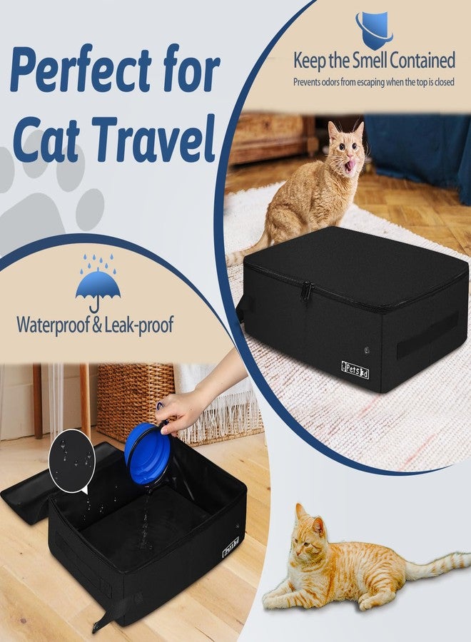 Petskd Portable Cat Travel Litter Box with Lid and 10 pcs Disposable Liner Bags, Leak-Proof and Collapsible, Cat Travel Essentials for Car, Hotel, Airplane and Other Outdoor Use(Black) - Image 3