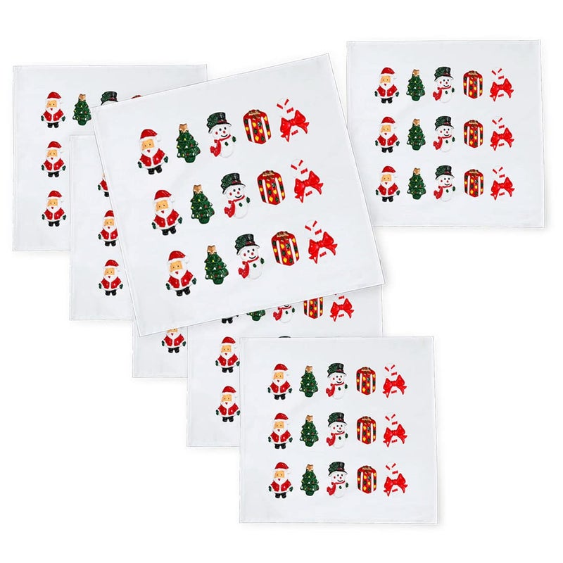 Khakee 6 Pcs Christmas Theme Silk Table Napkins 10x 10 for Xmas Decoration Christmas OrnamentsChristmas Giftxmas21003 - Image 1