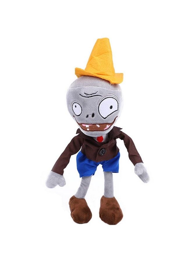 Generic - 12" Pvz Plush Conehead Zombies Brown Coat Toys Pvz 1 2 Stuffed Soft Doll Roadblock Conehead Zombie New - Image 1