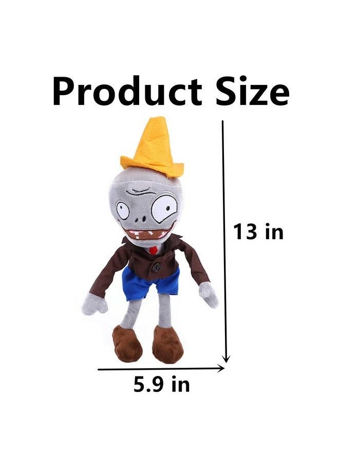 Generic - 12" Pvz Plush Conehead Zombies Brown Coat Toys Pvz 1 2 Stuffed Soft Doll Roadblock Conehead Zombie New - Image 1