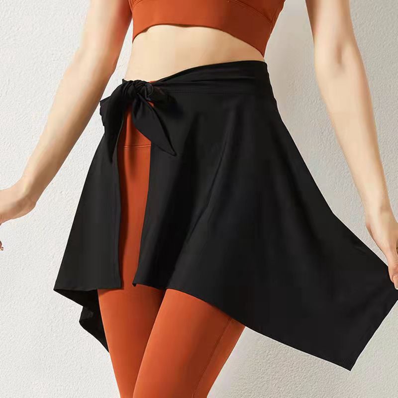 Sports Skirt Cover Polyester Fiber Soft One Piece Absorbent Yoga Tie Up Skirt for Fitness Tennis Black One Size - Image 5