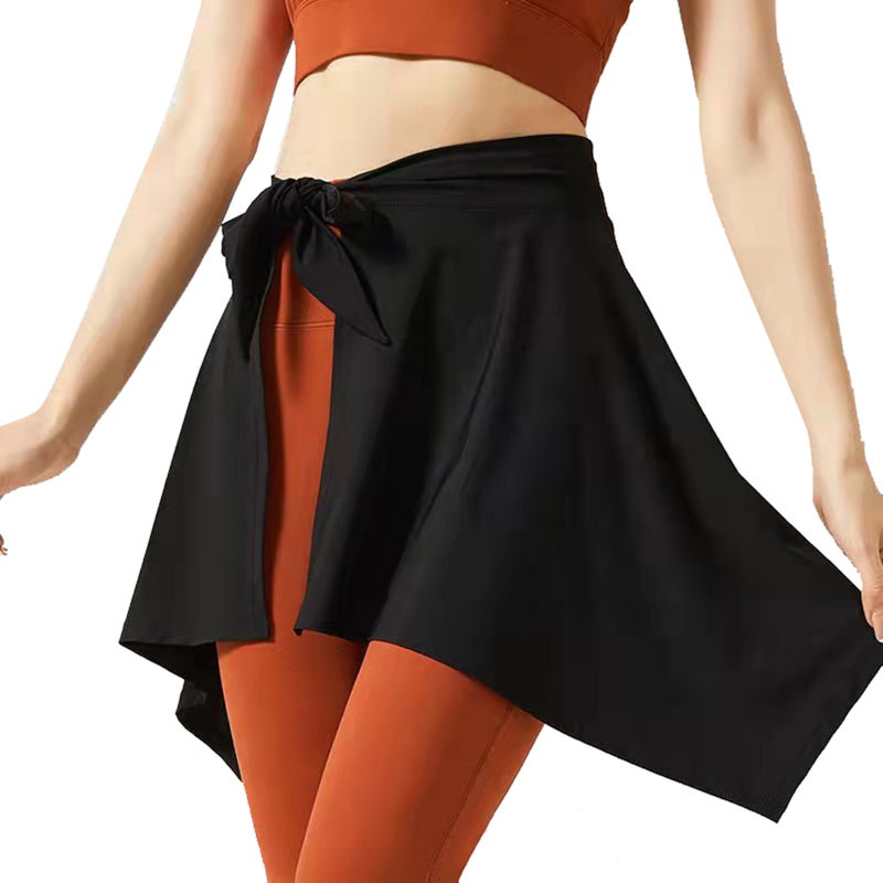 Sports Skirt Cover Polyester Fiber Soft One Piece Absorbent Yoga Tie Up Skirt for Fitness Tennis Black One Size - Image 1